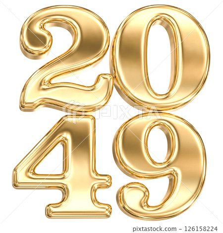 happy new year number 2049 gold 3d render happy new year number 2049 gold 3d render 126158224
