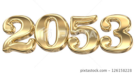 happy new year number 2053 gold 3d render happy new year number 2053 gold 3d render 126158228
