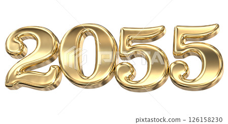 happy new year number 2055 gold 3d render happy new year number 2055 gold 3d render 126158230