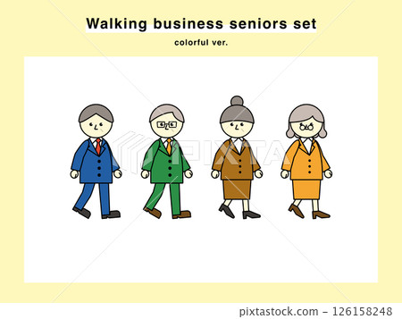 Illustration set of walking elderly people in suits 01 Illustration set of walking elderly people in suits 01 126158248
