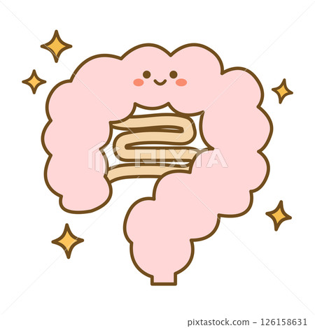 可愛的健康腸道插圖線描 可愛的健康腸道插圖線描 126158631