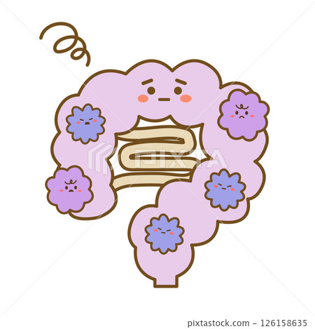 充滿有害細菌的病腸 — 線條畫 126158635