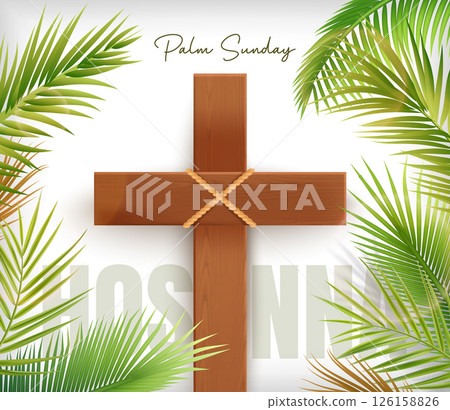 Palm Sunday Background with Cross 126158826