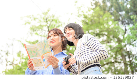 Two women traveling Two women traveling 126159027