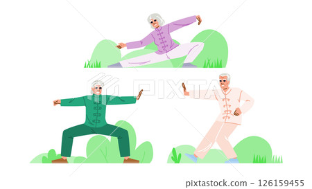 balance tai chi seniors vector balance tai chi seniors vector 126159455