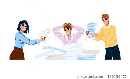 exhaustion overwhelmed employee disarray vector 126159472