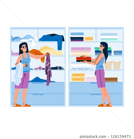 sort organize closet woman vector sort organize closet woman vector 126159473