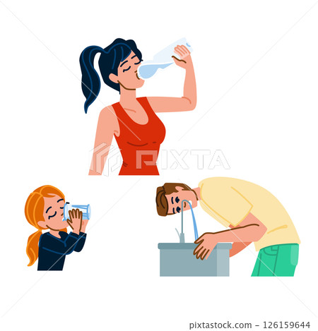 quench thirsty people drinking vector quench thirsty people drinking vector 126159644