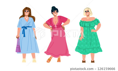 style plus size dress woman vector 126159666