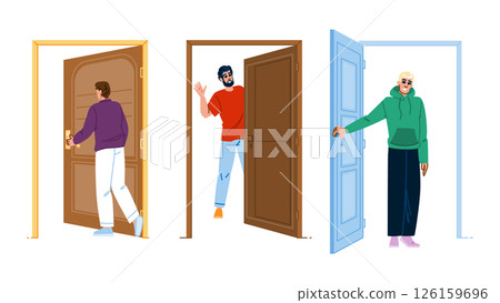 entrance man in doorway vector 126159696