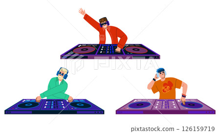music dj man character turntable vector music dj man character turntable vector 126159719