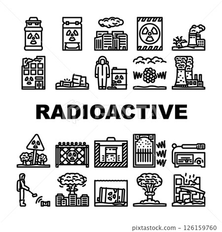 radioactive pollution hazard icons set vector 126159760