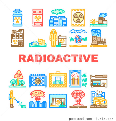 radioactive pollution hazard icons set vector radioactive pollution hazard icons set vector 126159777