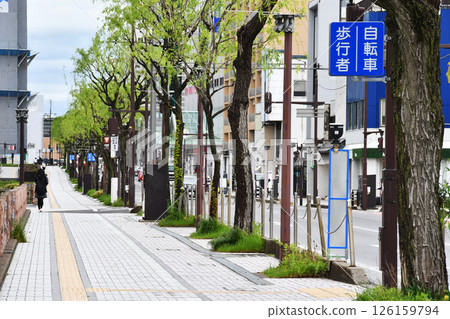 Bicycle and pedestrian separation sign_03 126159794