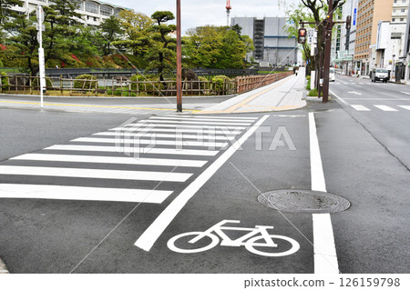 Bicycle paths and crosswalks Bicycle paths and crosswalks 126159798