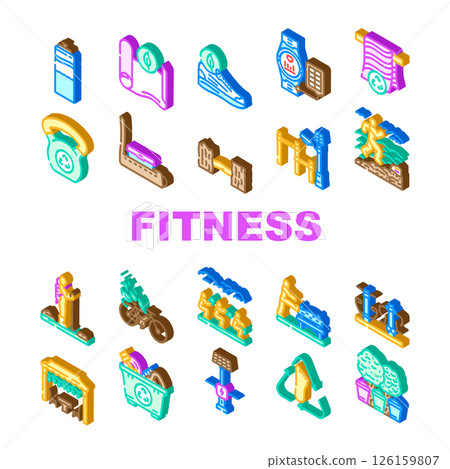 sustainable outdoor fitness eco icons set vector 126159807