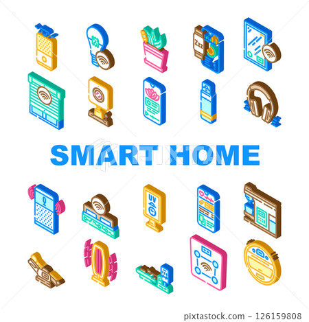 smart home wellness automation icons set vector smart home wellness automation icons set vector 126159808