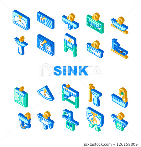 sink kitchen bathroom icons set vector sink kitchen bathroom icons set vector 126159809