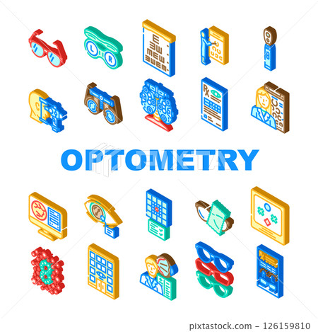 optometry vision eyewear icons set vector 126159810