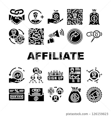 affiliate referral program sales icons set vector 126159823