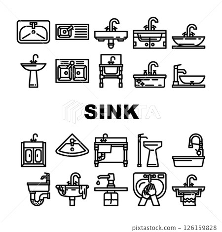 sink kitchen bathroom icons set vector sink kitchen bathroom icons set vector 126159828