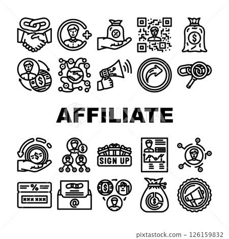 affiliate referral program sales icons set vector 126159832