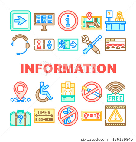 information data knowledge icons set vector 126159840
