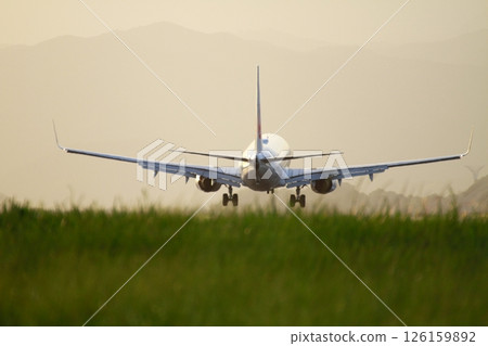 Airplane landing 126159892