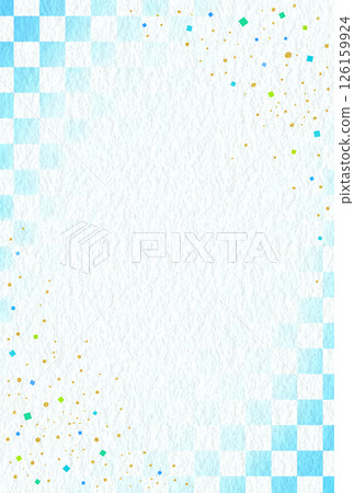Checkered decorative frame background, Japanese paper, vertical 126159924