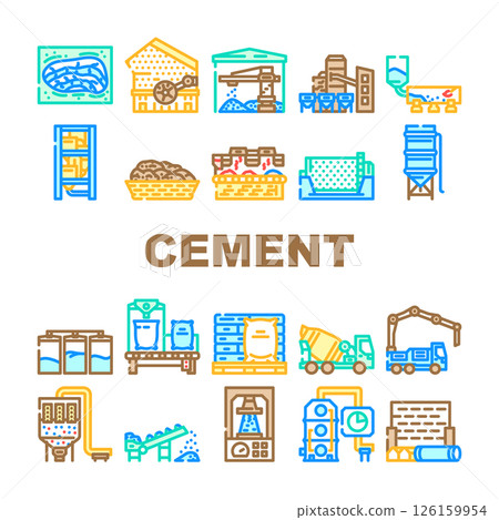 cement production clinker icons set vector cement production clinker icons set vector 126159954