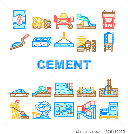 cement portland concrete icons set vector cement portland concrete icons set vector 126159955