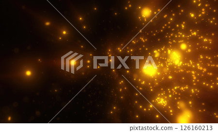 A dark, glowing cosmic-inspired backdrop featuring orange light sparks and a dreamy, swirling mist-like effect background 126160213
