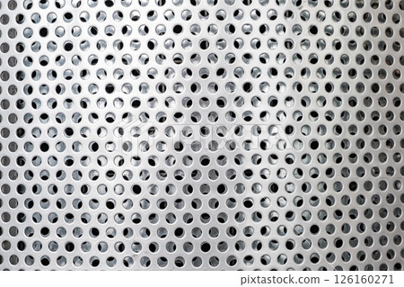 metal grating with round holes close-up background 126160271