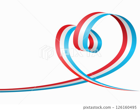 Luxembourg flag heart shaped ribbon. Vector illustration. 126160495