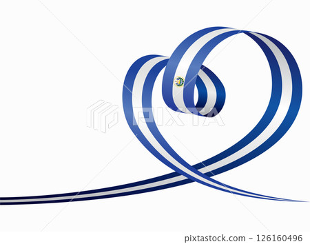 El Salvadoran flag heart shaped ribbon. Vector illustration. El Salvadoran flag heart shaped ribbon. Vector illustration. 126160496