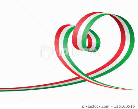 Hungarian flag heart shaped ribbon. Vector illustration. Hungarian flag heart shaped ribbon. Vector illustration. 126160510