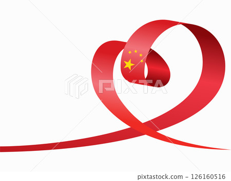 Chinese flag heart shaped ribbon. Vector illustration. 126160516