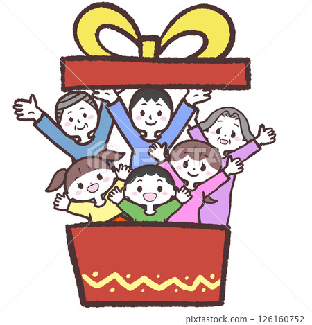 一家人從盒子裡跳出來的插圖 126160752