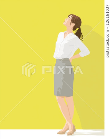 A businesswoman stretching by holding her waist 126161037