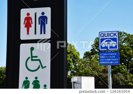 EV charging and signs inside the facility 126161054