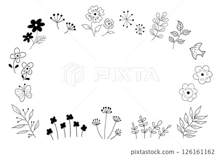 Simple plant line drawing illustration set (black) 126161162