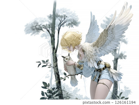 充滿愛心的貓頭鷹仙女的插圖素材 126161194