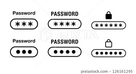 Password entry and security related simple line drawing vector icon set (6 types) Password entry and security related simple line drawing vector icon set (6 types) 126161295
