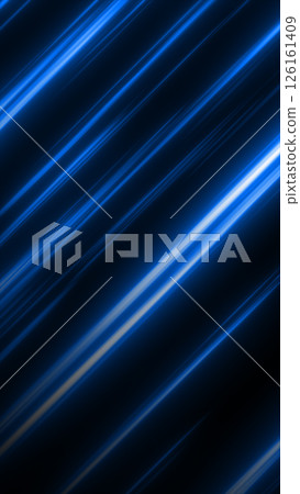 Diagonal blue light streaks moving across a dark background, creating a dynamic and futuristic abstract visual 126161409