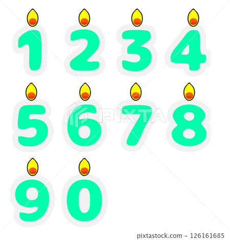 數位蠟燭插圖(0至9,用於生日和慶祝活動) 數位蠟燭插圖(0至9,用於生日和慶祝活動) 126161685