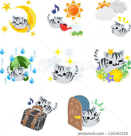 A set of cute tabby cat illustrations! Featuring expressive and easy-to-use designs. A set of cute tabby cat illustrations! Featuring expressive and easy-to-use designs. 126162230