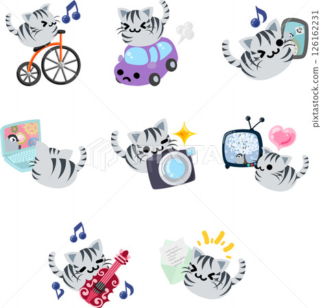 A set of cute tabby cat illustrations! Featuring expressive and easy-to-use designs. 126162231