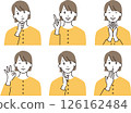 Vector illustration set of a young woman with various expressions and poses 126162484