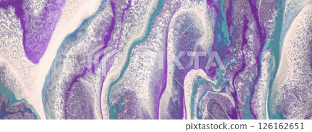 Abstract fluid art background purple and white colors. Liquid marble. Acrylic painting 126162651