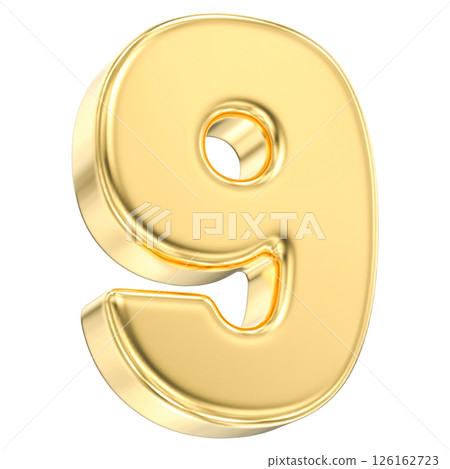 Number 9 Gold 3D Render 126162723